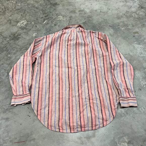 Maeve Anthropologie Vertical Striped Multicolor Lida Linen Long Sleeve Size S - Picture 3 of 6